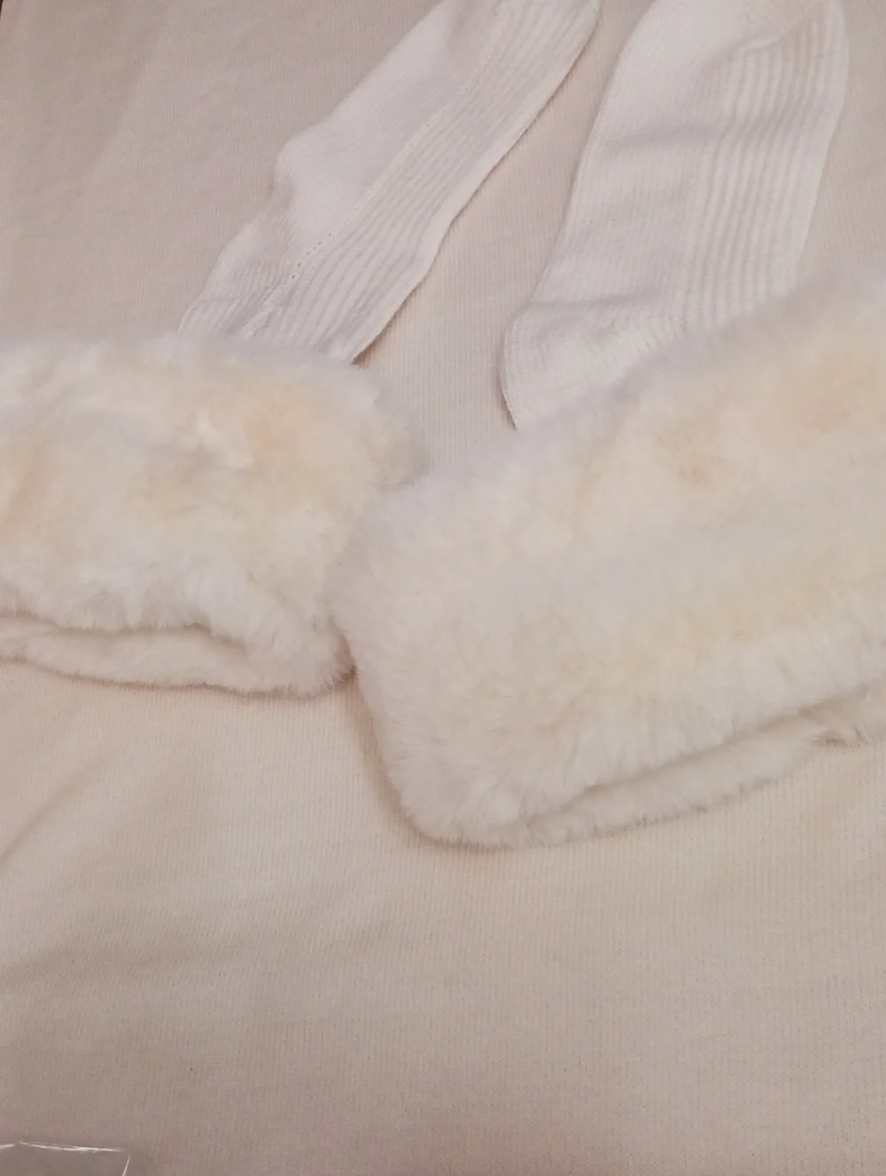 Cozy Fuzzy White Boot Cuffs with Ribbed Socks